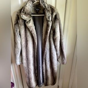 Faux fur long coat - large
